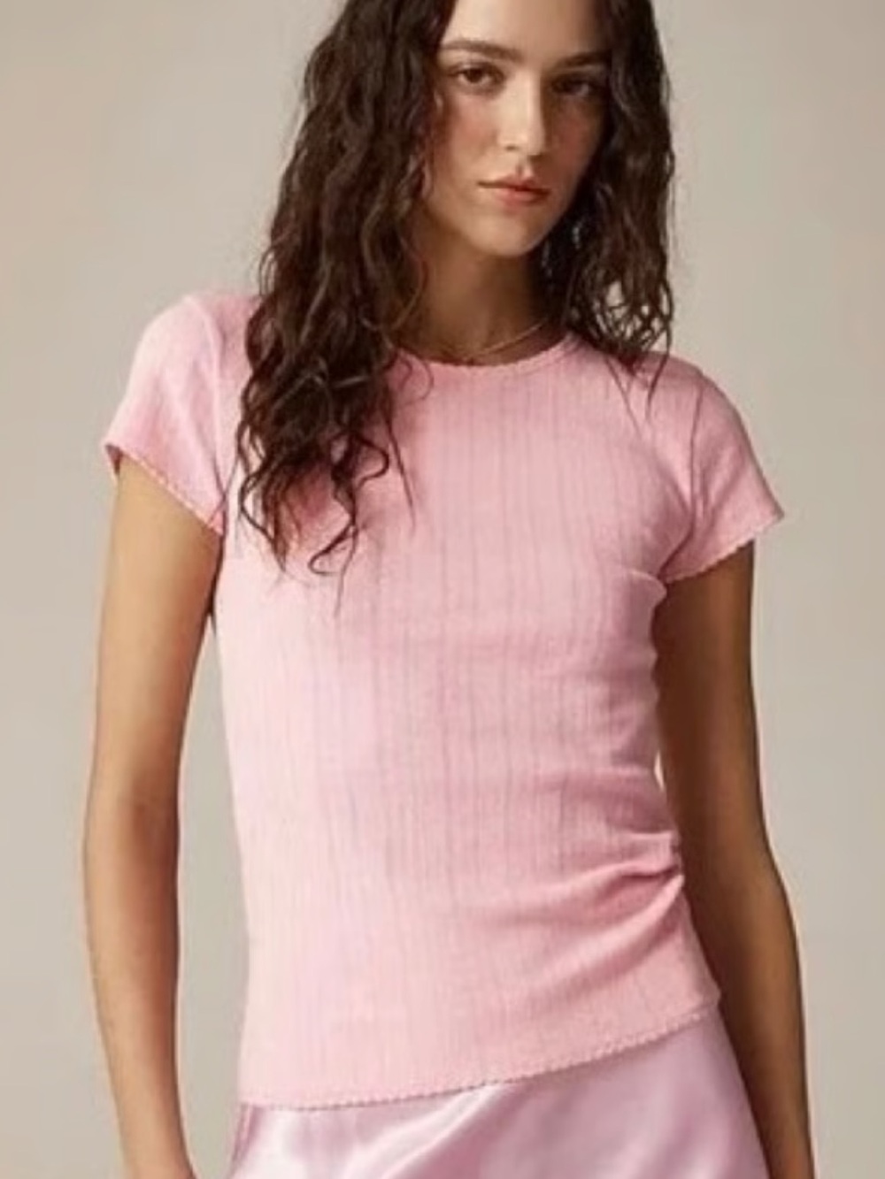 J Crew Pink Pointelle Top